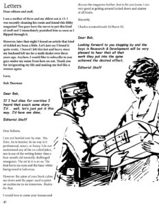 Letters Issue 1